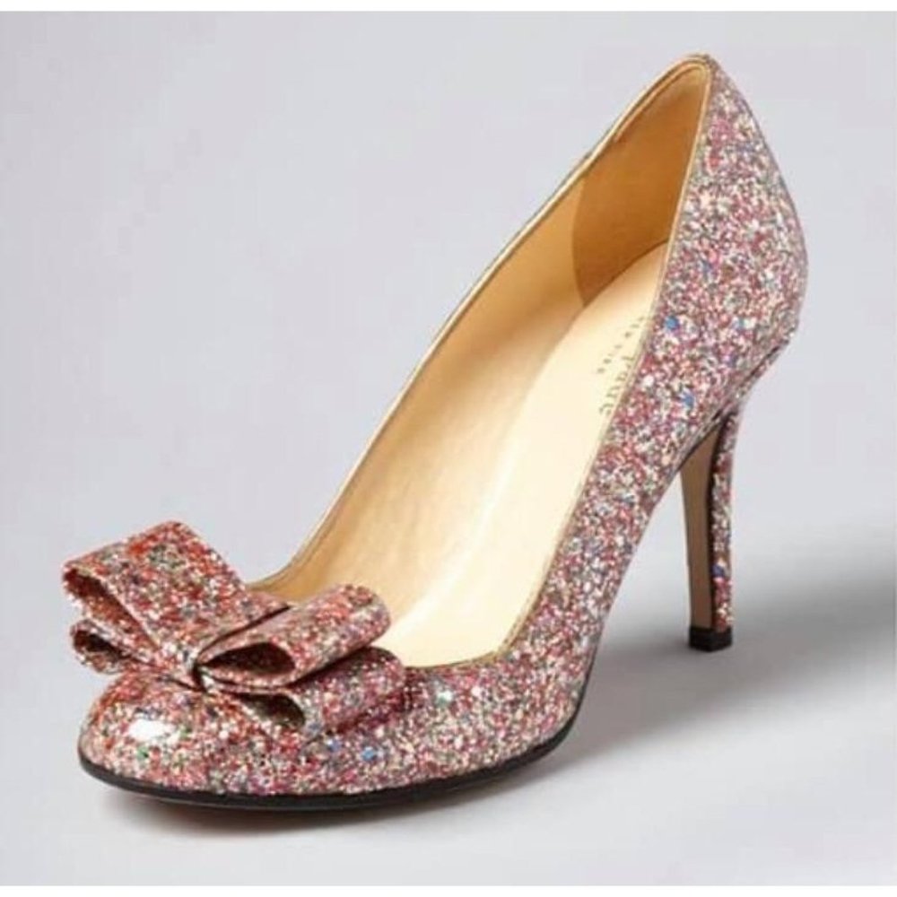 Kate Spade Krysta glitter bow pumps